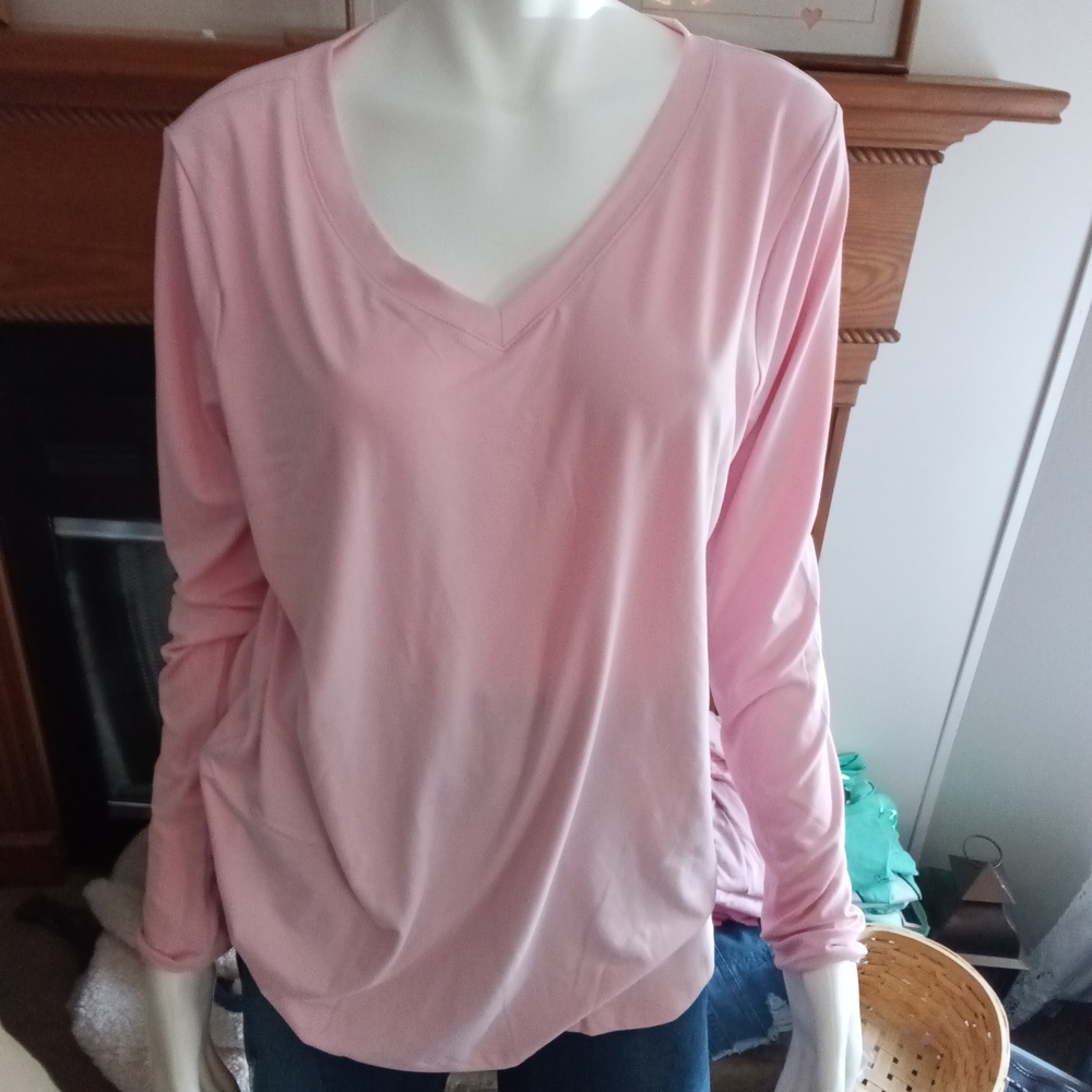 Pink V-Neck Women's Top